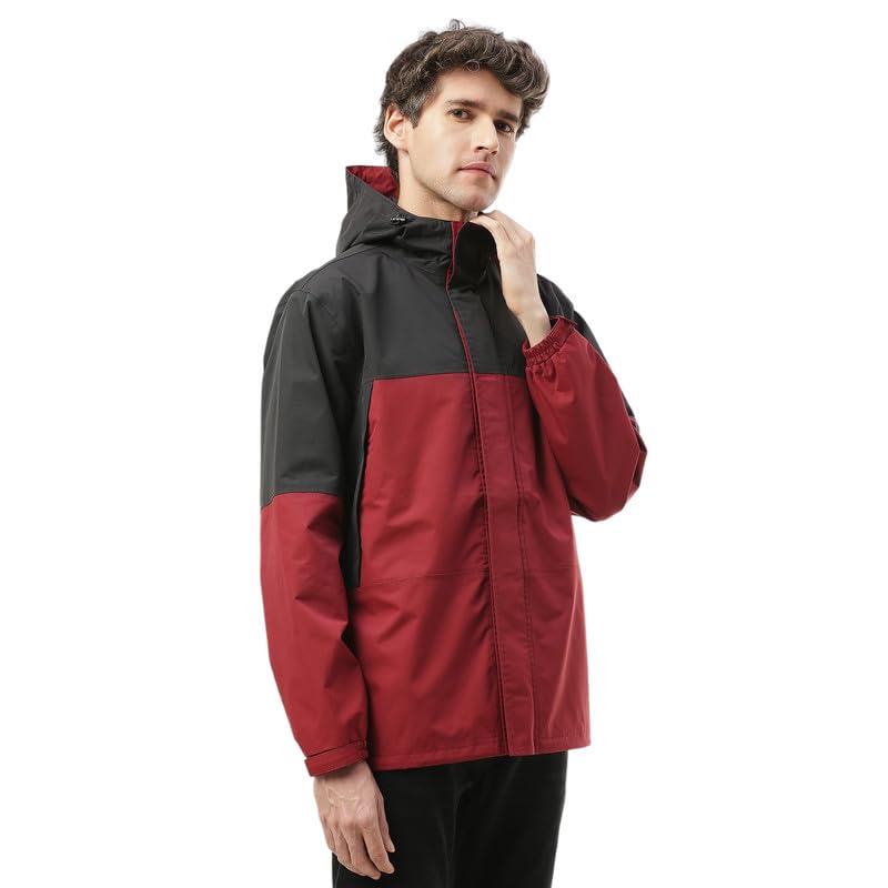 Raingear Stylish Rain Jacket for Men Waterproof for Bike Riders with Adjustable Hood along with inner pockets,Waterproof Rainwear with Lightweight Polyester Jacket, ZRS001