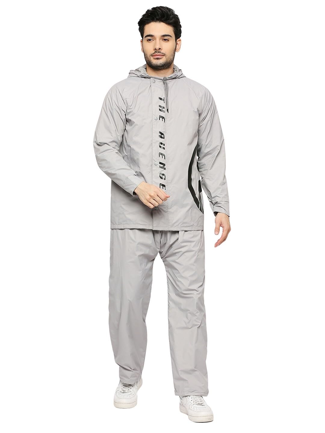 Citizen Avengers Reversible Raincoat for Men with Waterproof Pant, Inbuilt Hood & Carry Bag | Durable & Lightweight Rainsuit | Grey