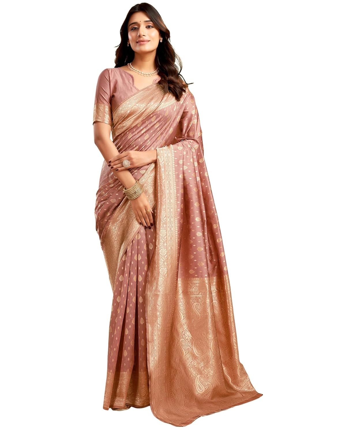 SIRIL Women's Pure Kanjivaram Silk Saree Soft Sarees Banarasi Style With Blouse Piece For Wedding