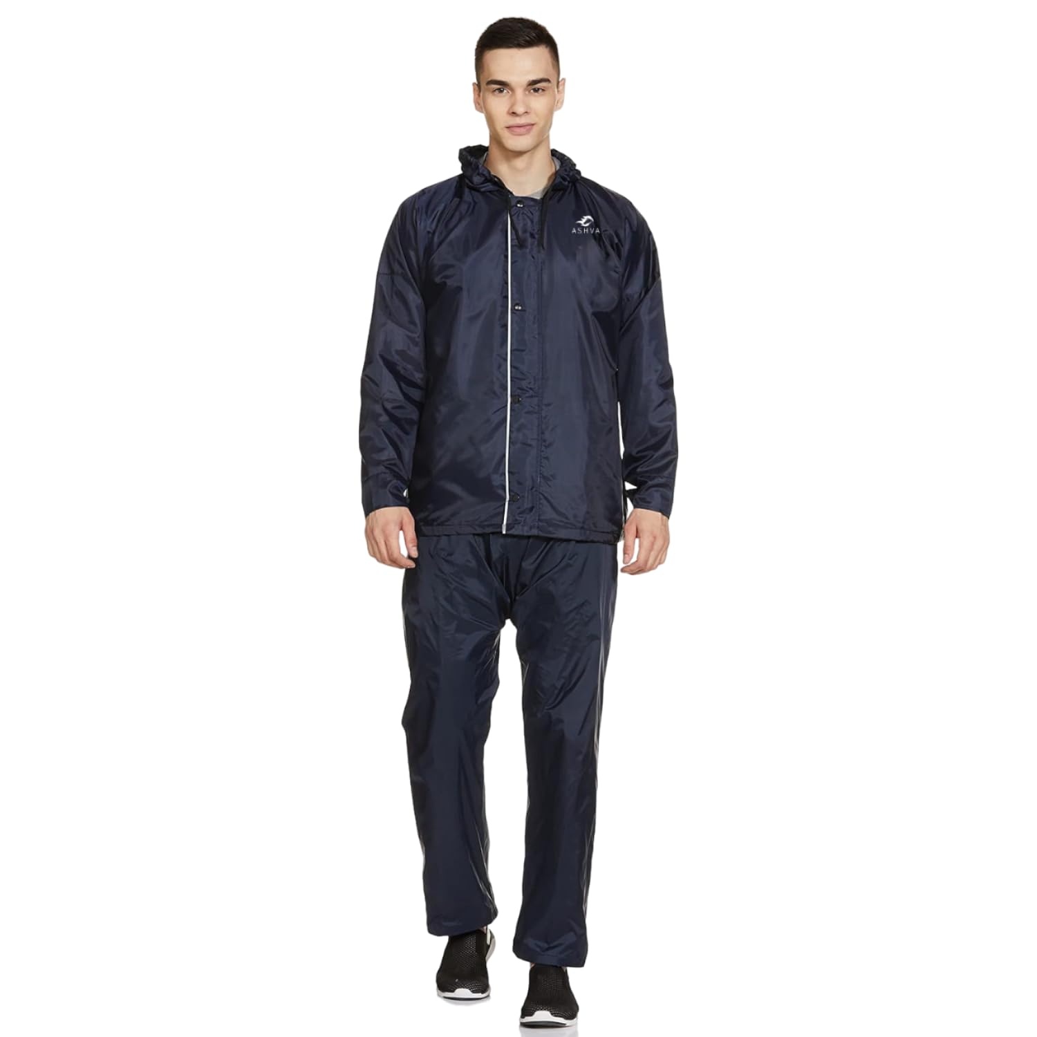 ASHVA Premium Polyester Men's WaterProof Raincoat - Lightweight, Breathable with Hood and Carry bag, Set of Raincoat and Pant.