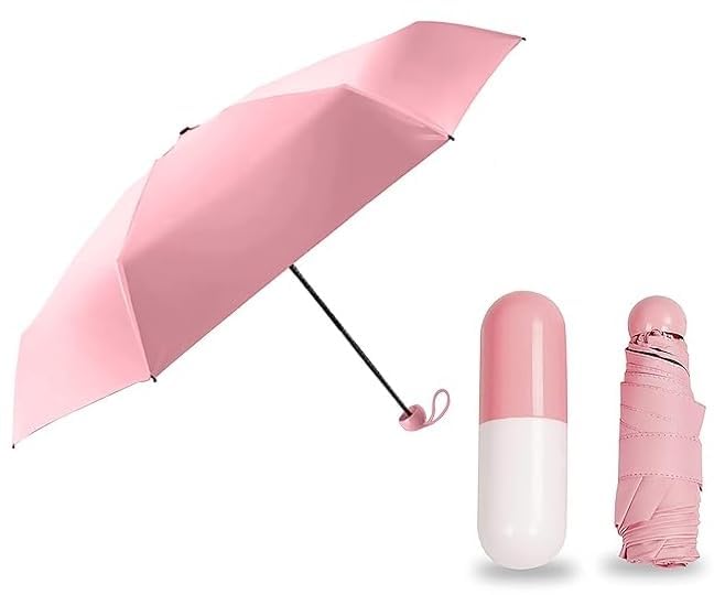NJK Creative Capsule Case Umbrella Lightweight Waterproof UV Protection Mini Compact Foldable Design Travel Umbrella For Men and Women (Assorted)