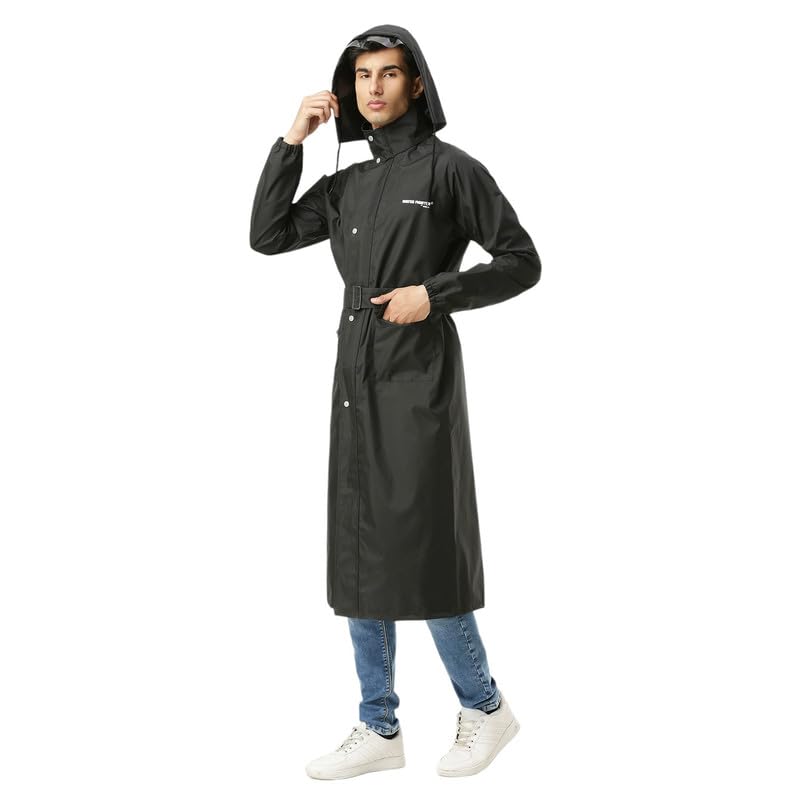 ZEEL Rain Coat for Men Waterproof for Bike Riders with Adjustable Hood along with Reflective back, Waterproof Rainwear Suit with Polyester Jacket and Pants, AZ04
