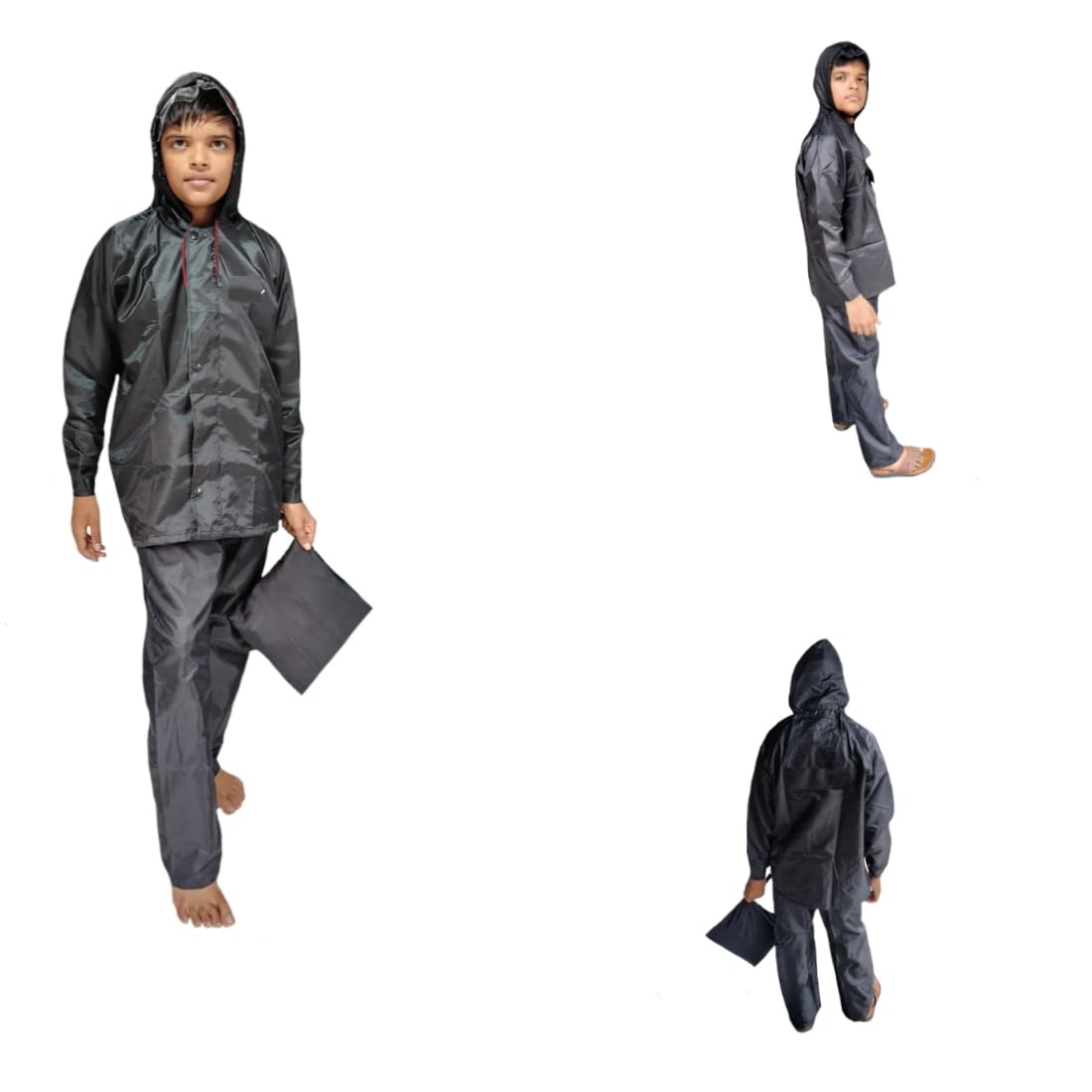 D8211K Childrens Waterproof Hooded Raincoat & Pant Set | Durable, Lightweight, Portable Rain Suit with Carry Pouch