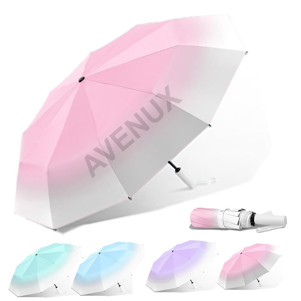 AVENUX Windproof Travel Umbrellas for Rain - Easy Auto Open Close, Durable & Compact Umbrella, UV Protection, Strong Fiberglass Frame, Waterproof Canopy - Backpack, Purse, Portable Umbrella for Man & Women