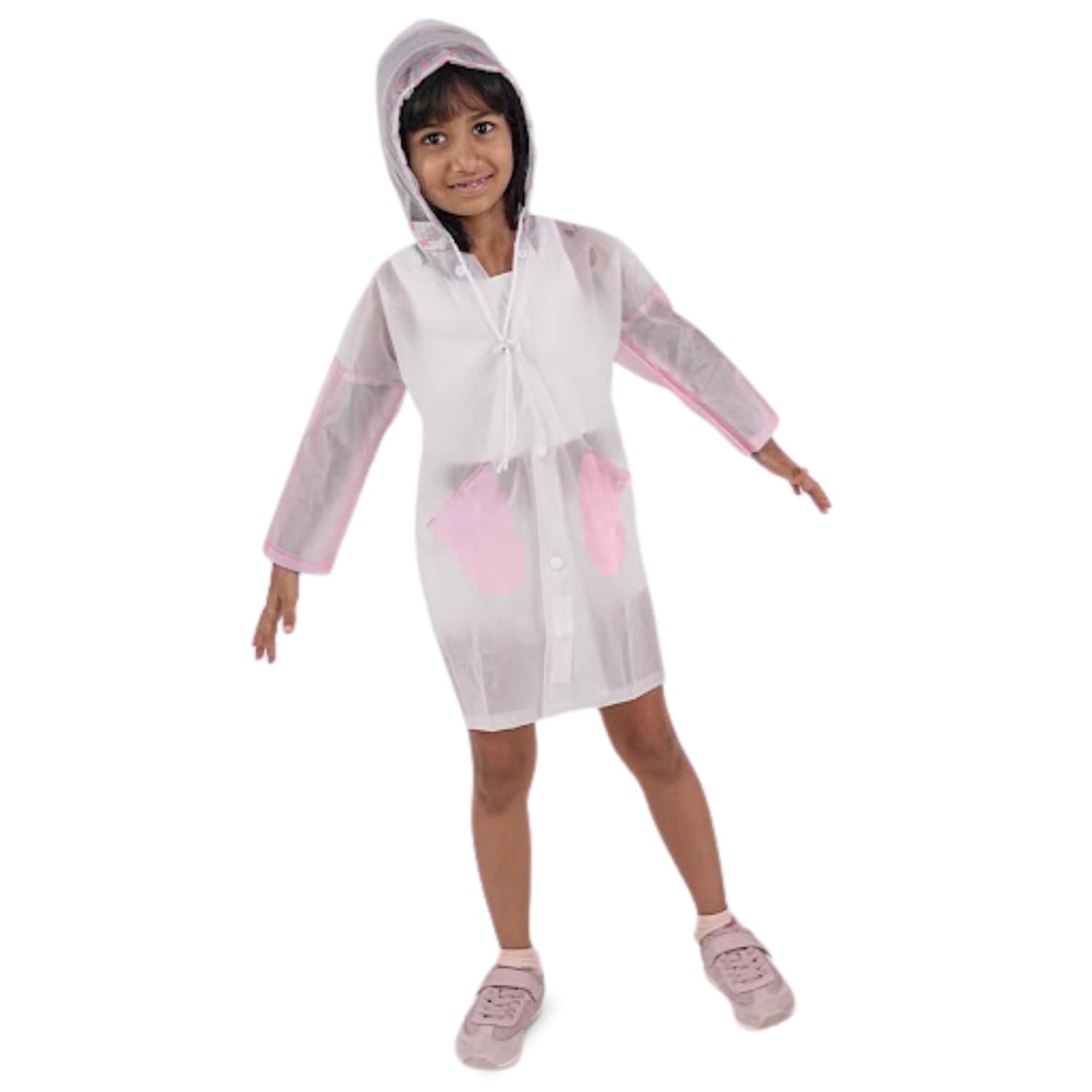 Haus And Kinder Rainwear For Girls - Pack Of 1 | Clear Pink | Raincoat For Kids 3-4 Years Girls | Raincoat For School Girls