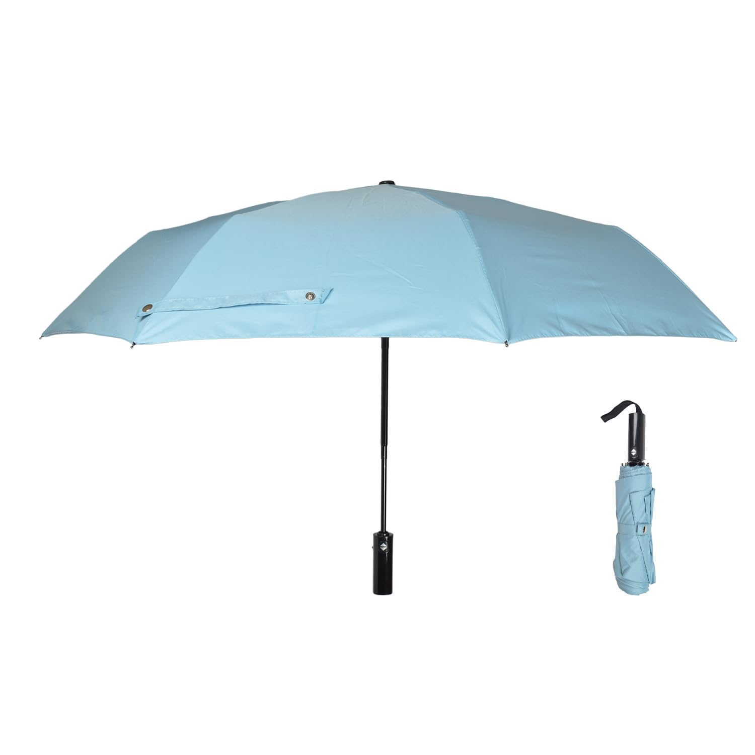 Amazon Basics 3-Fold Travel Umbrella - Sophisticated Auto-Open Auto-Close Mechanism, Large 42 inch Canopy, RainProof & UV Protection|Ideal for Men & Women | Stylish, Durable, and Functional Design