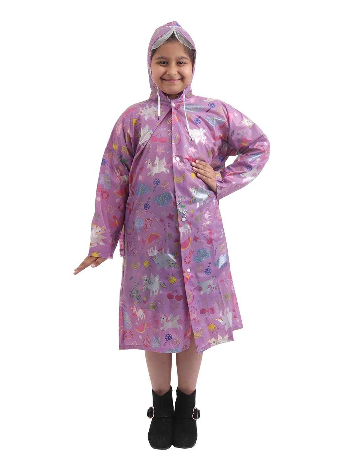 REXBURG 100% Waterproof Raincoat/Rainwear for Boys/Girls (Unisex) with Back Bag Protection.