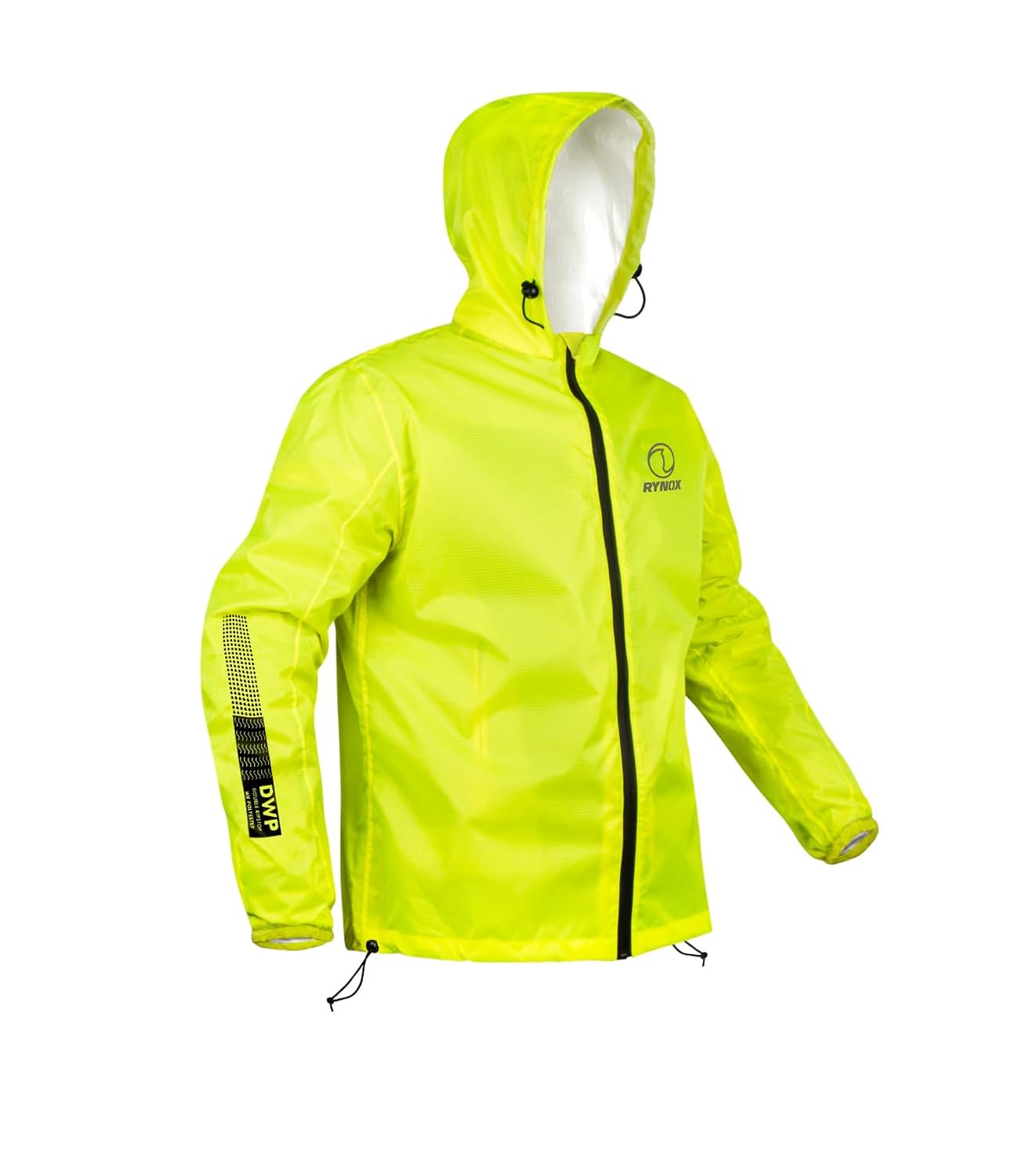 Rynox Unisex Adult H2Go Pro 3 Rain Standard Length Jacket I 15000mm Waterproof Nylon Shell | Motorcycle Riding Rain Jacket | Heat Sealed Seams | Drycore WR Zippers - Hi-Viz Green, Small
