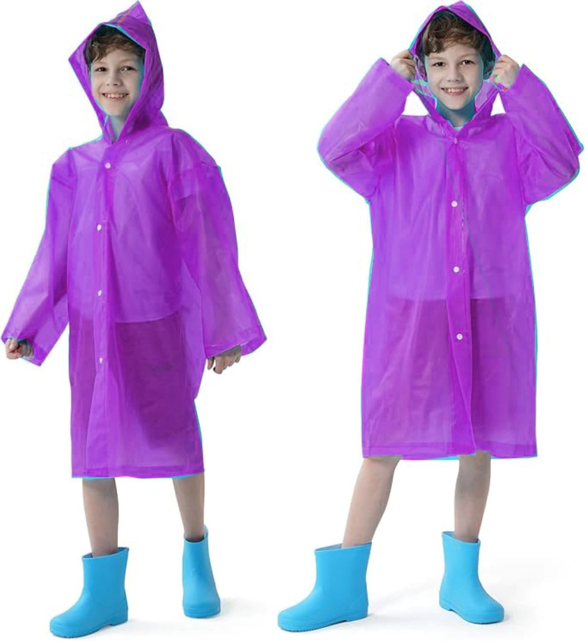 INFISPACE Boy's Reusable EVA Rain Poncho Raincoat| Rain Jackets Long with Hood (Age: 8 Years to 16 Years)
