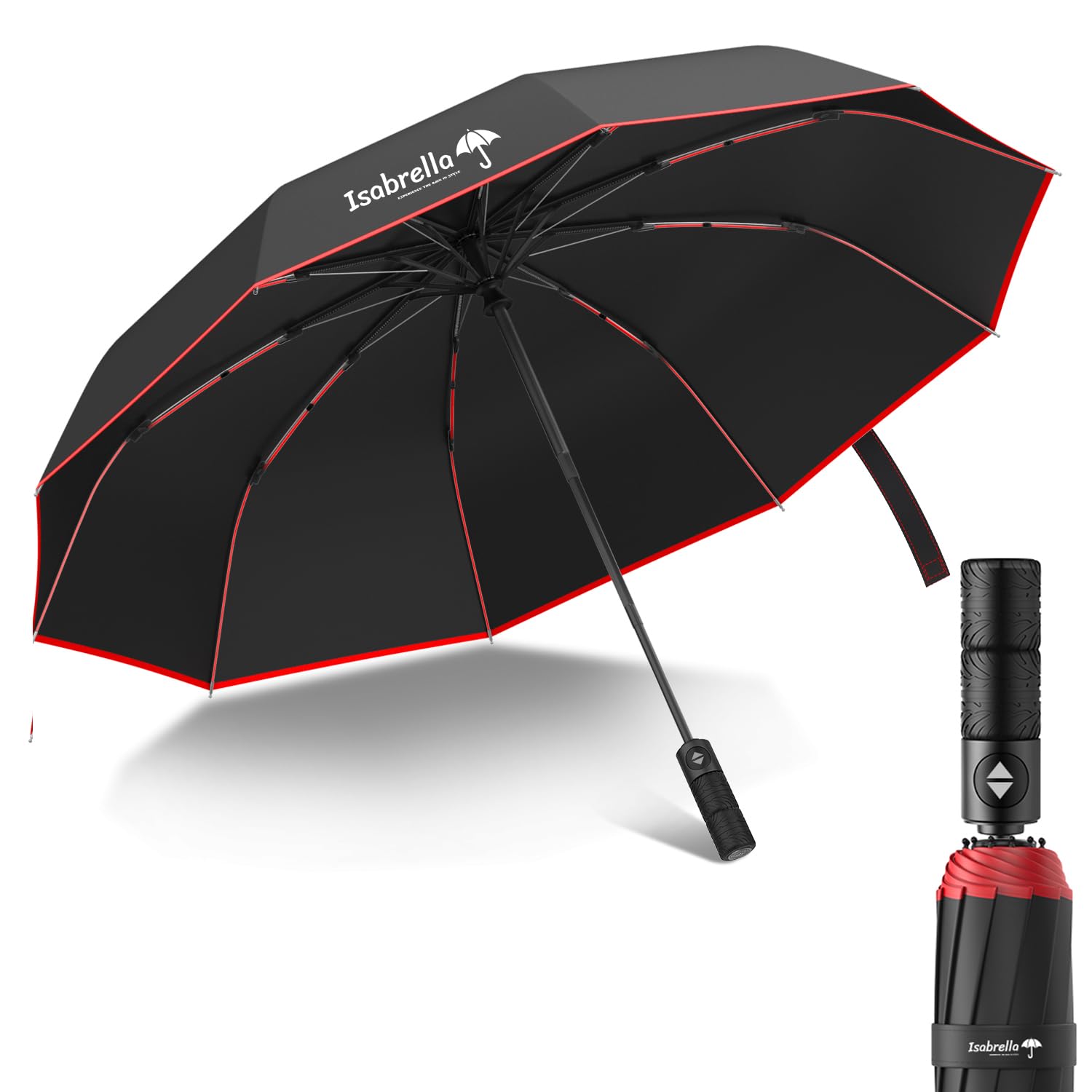 ISABRELLA Automatic One-Touch Open Folding Big Umbrella for Men and Women - 3 Fold Design for Rainy Days and Sun Protection