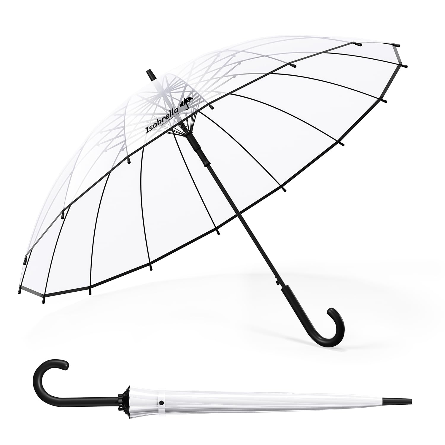 ISABRELLA Transparent Umbrella for Women Large Clear Dome Umbrella with Strong Frame & Premium POE Material Stylish Rain umbrella for Wedding Photography & Outdoor Use