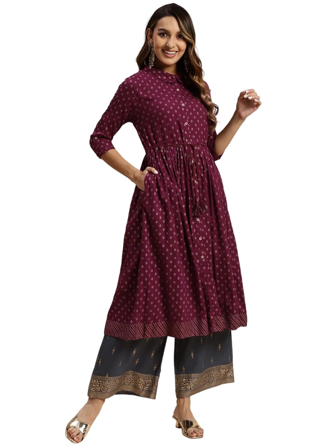 rangita Wine Rayon Calf...