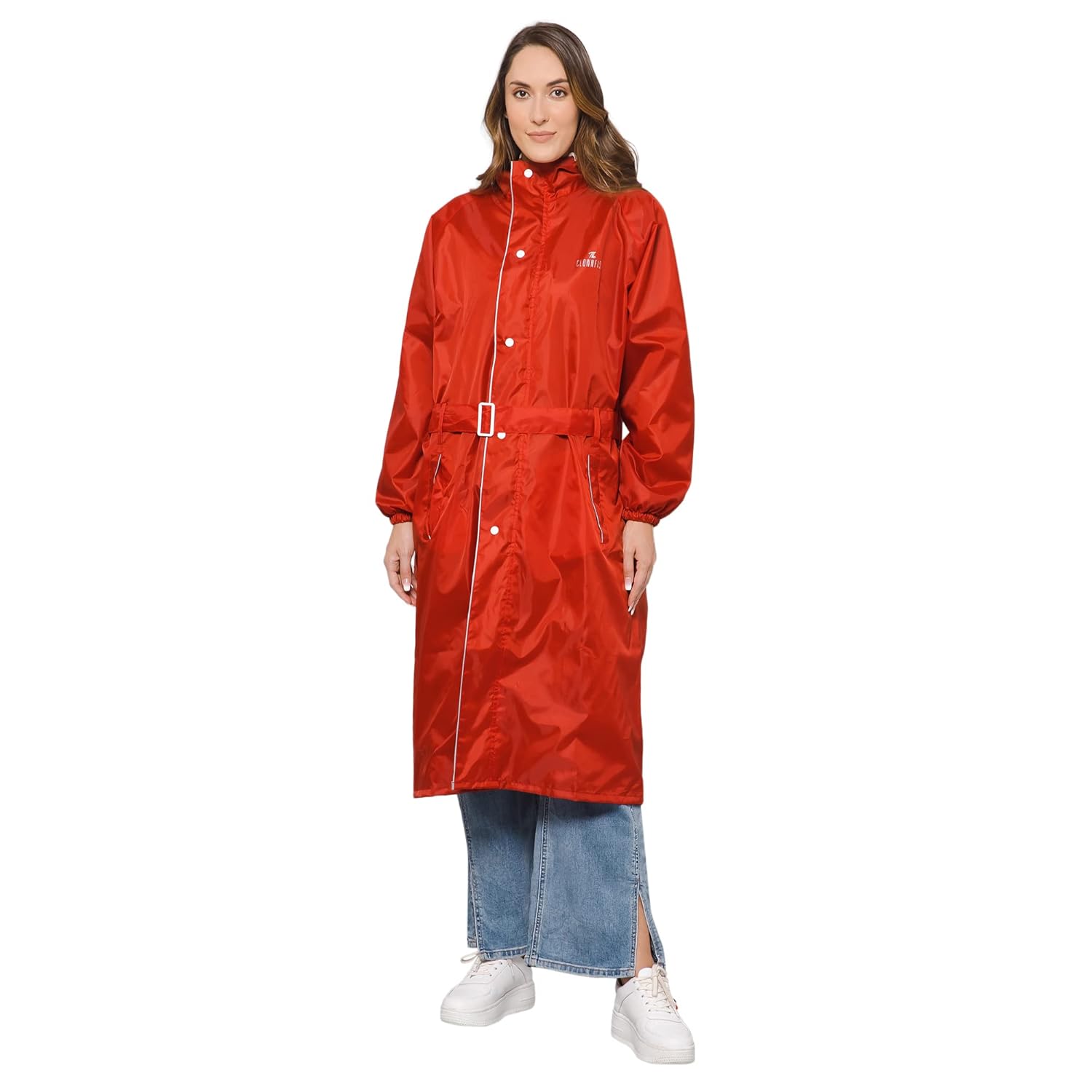 THE CLOWNFISH Women Polyester Standard Length Rain Coat Rain Coat Long Coat Raincoat For Ladies Waterproof Reversible Double Layer. Aquashield Series