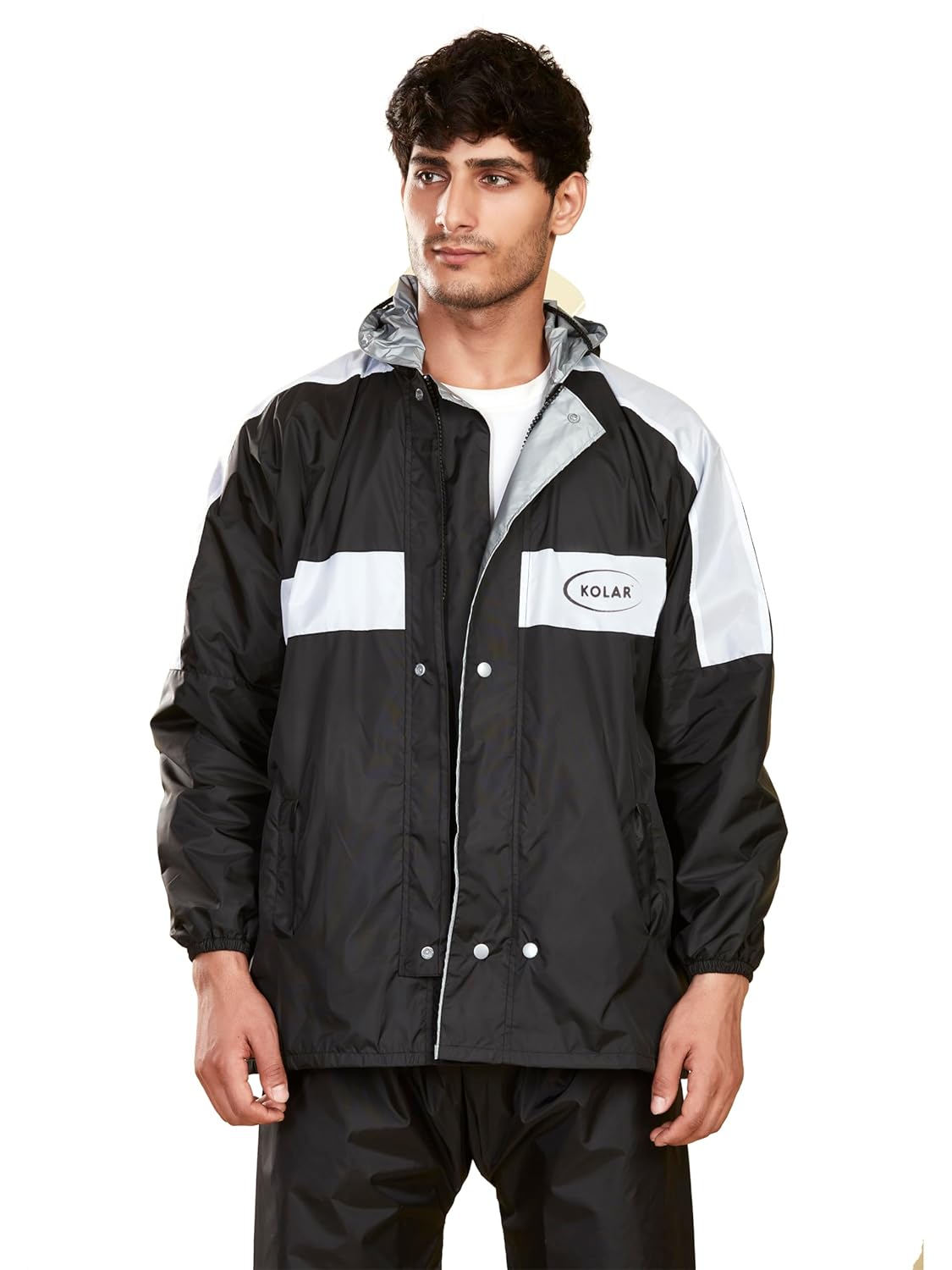KOLAR Men's Waterproof Rain Suit with Jacket and Pant With Reflective Surface, Extended Hood, Ouside and Inside Pocket