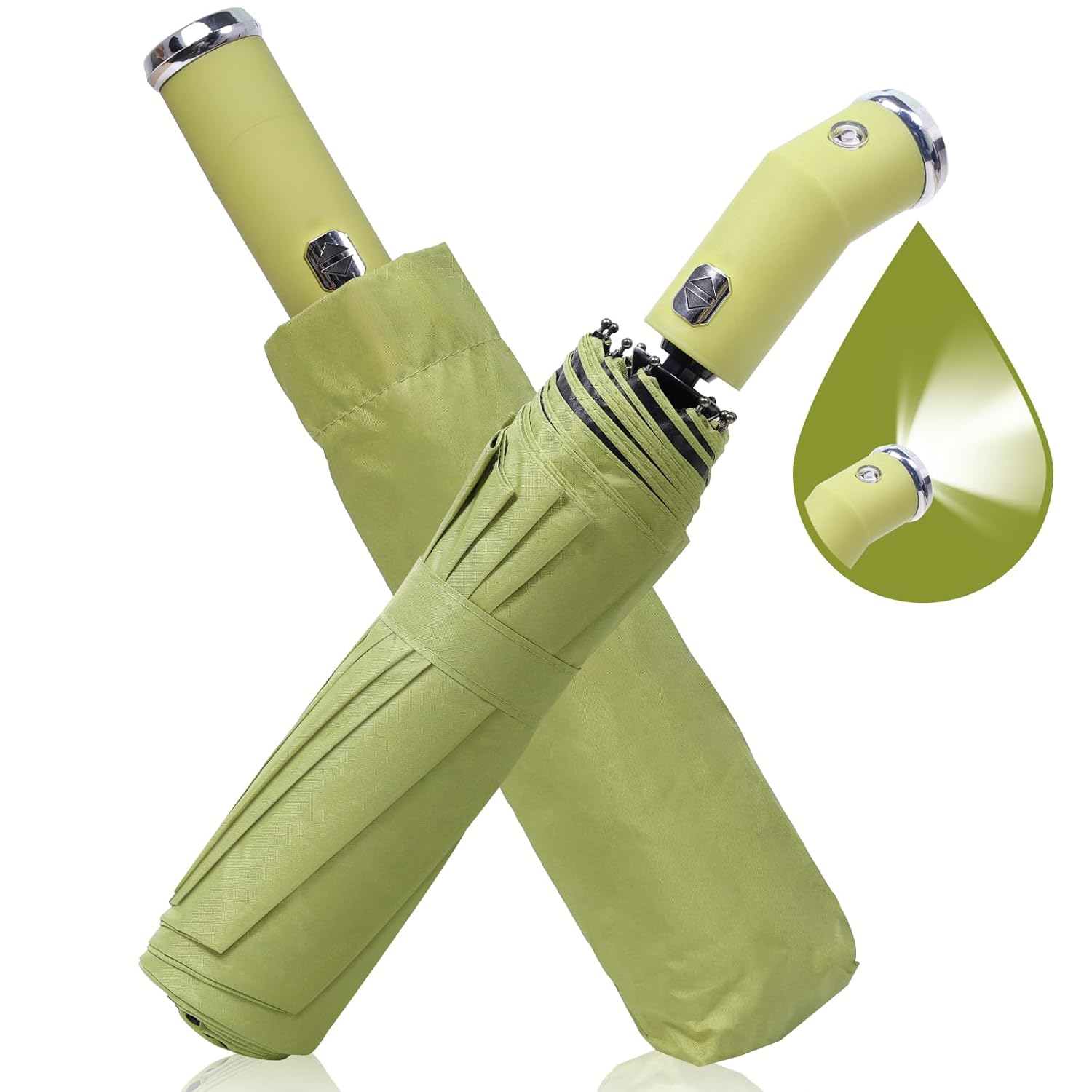 COSTAR Automatic Umbrella with Light Design Foldable - 3 Fold UV Protection UPF50 Umbrella with Travel Cover for Women Men Kids