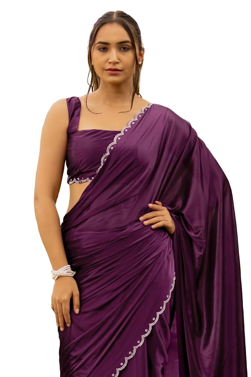 Subham Women's Silk Stone...